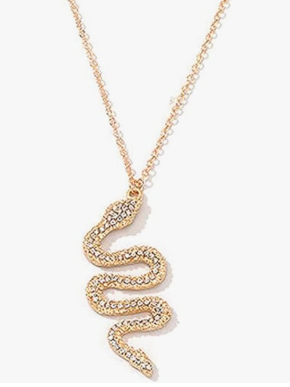 Gold Rhinestone Snake Pendant Necklace